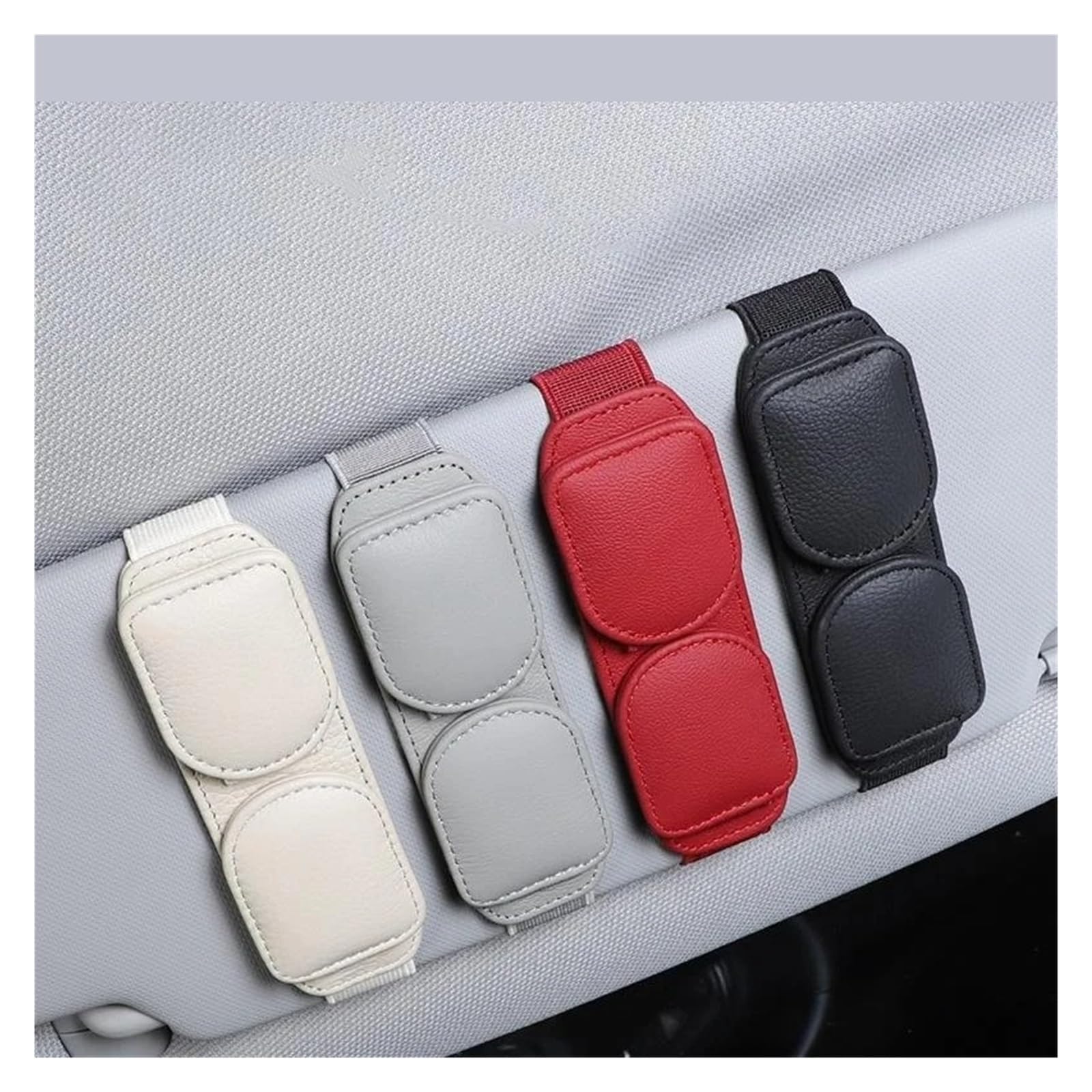 Porta Occhiali Interno Auto Supporto per Occhiali da Sole per Visiera Dell'auto Clip per Gancio per in Pelle Magnetica per Accessori(Beige)