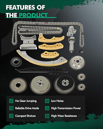 Miniatura 5 de SCITOO Kit de cadena de distribución con engranajes VVT 12621505, 2578516 apto para Chevy CobaltEquinoxMalibuHHR, para GMC Terrain, Pontiac G6