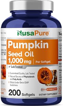 Pumpkin Seed Oil, Non-GMO, Soy Free, 1000mg, 200 Softgel - 200 Servings | Natural Source of Phytosterols with Fatty Acids, Suitable for Adults, Manufactured in a cGMP Registered Facility USA