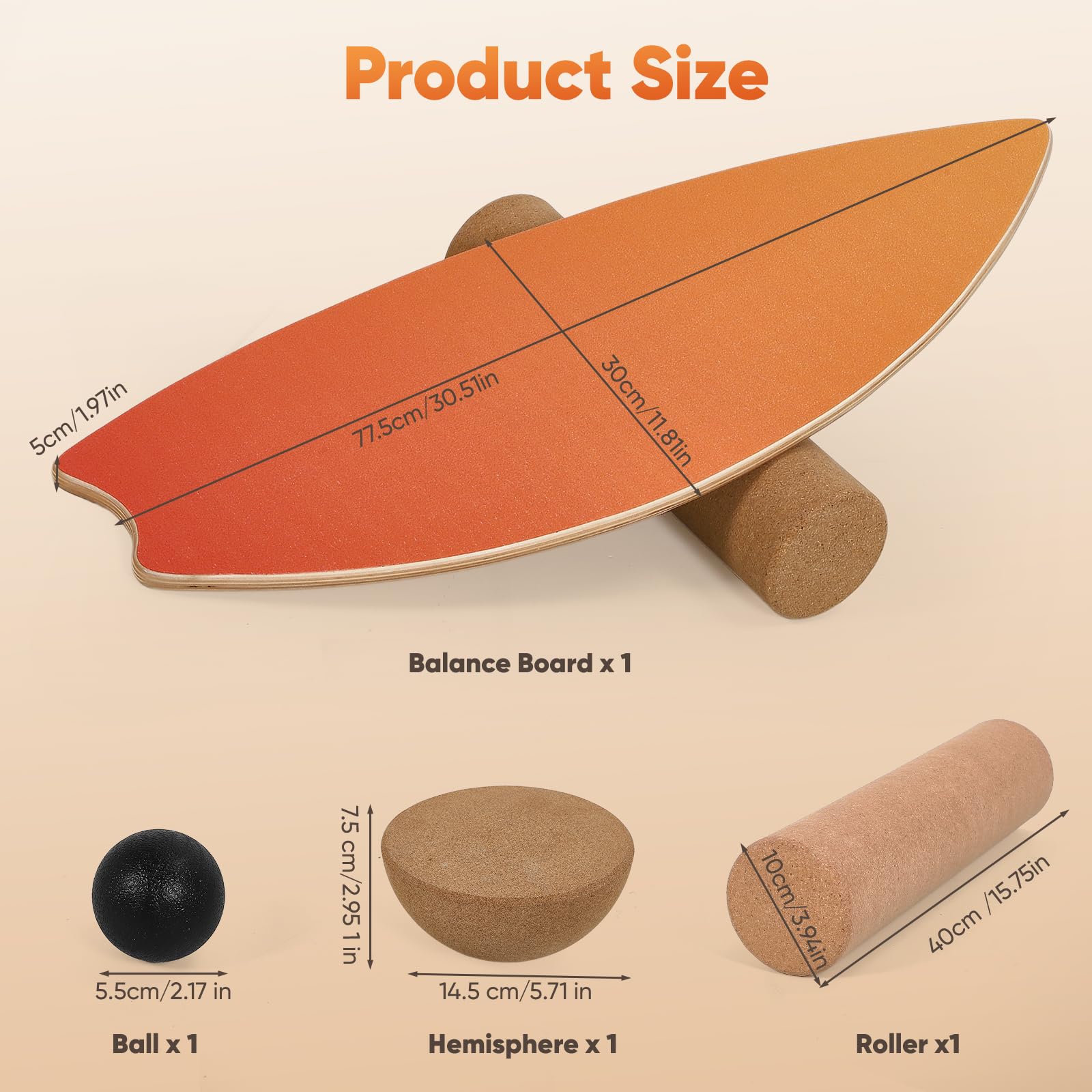 Balance Board per adulti, allenamento dell'equilibrio e allenamento core per l'allenamento a casa, tavola oscillante in legno con rullo, semisfera e palla d'equilibrio