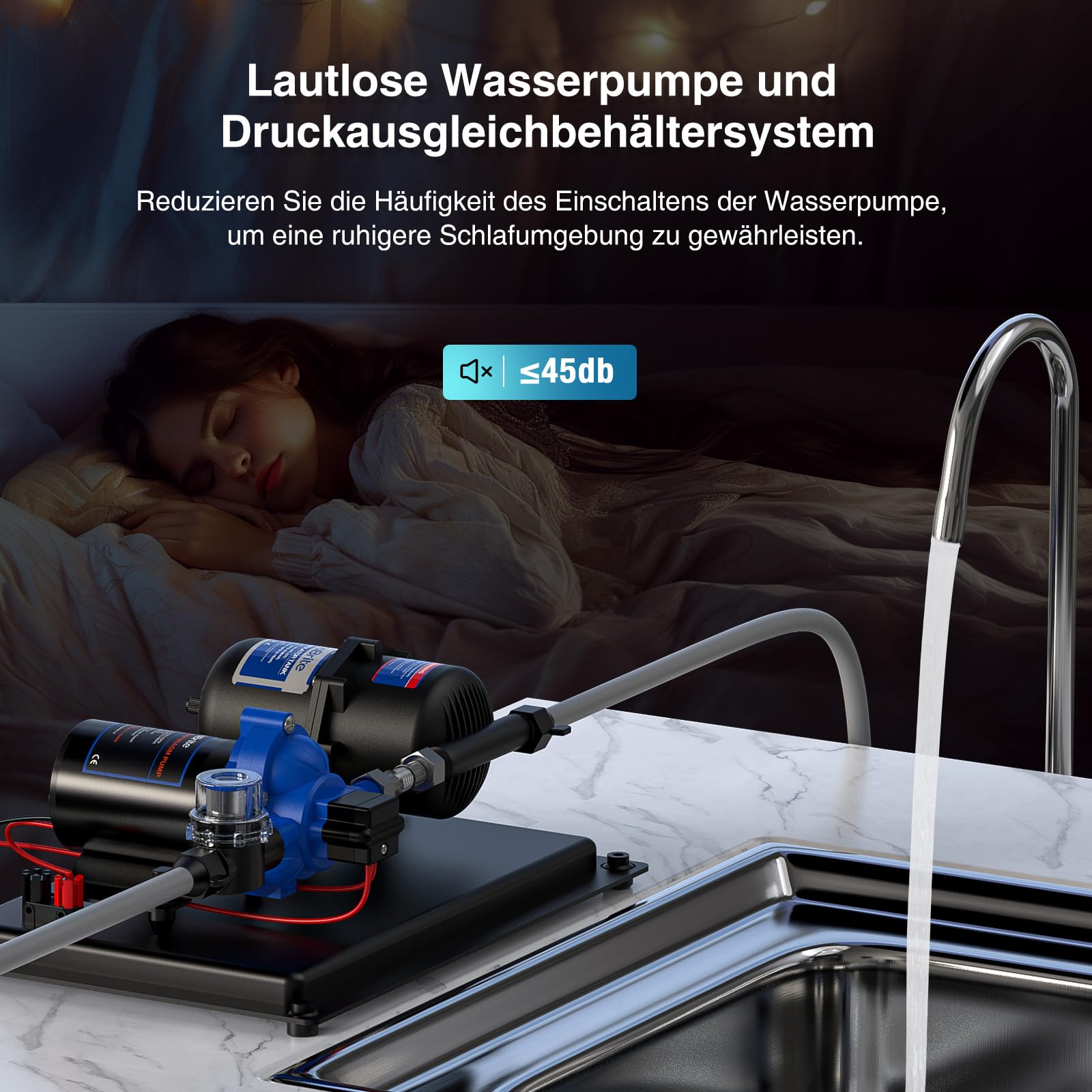 DC 12V Wasserdrucksystem - Wasserpumpe 12V Membranpumpe Selbstansaugende 3.0GPM 50 PSI und 0.75L 125 PSI Druckausgleichsbehälter Wohnmobil für Camping Gartenbewässerung, Boote