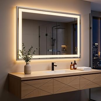 YOURLITE Bathroom Mirror with Lighting 80 x 60 cm LED Bathroom Mirror