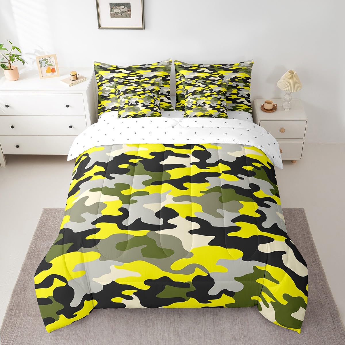 Parure De Lit Camouflage Enfants - Drap Housse, Drap Plat Et Taie D'Oreiller - Motif Militaire Coloré