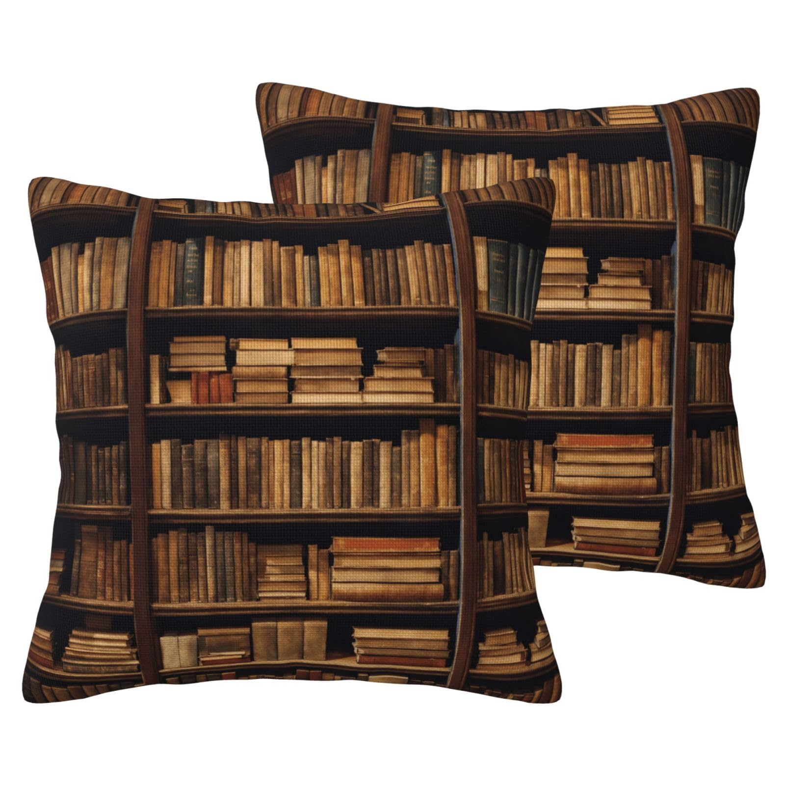Housse de coussin motif livres maison canapé taie décorative salon