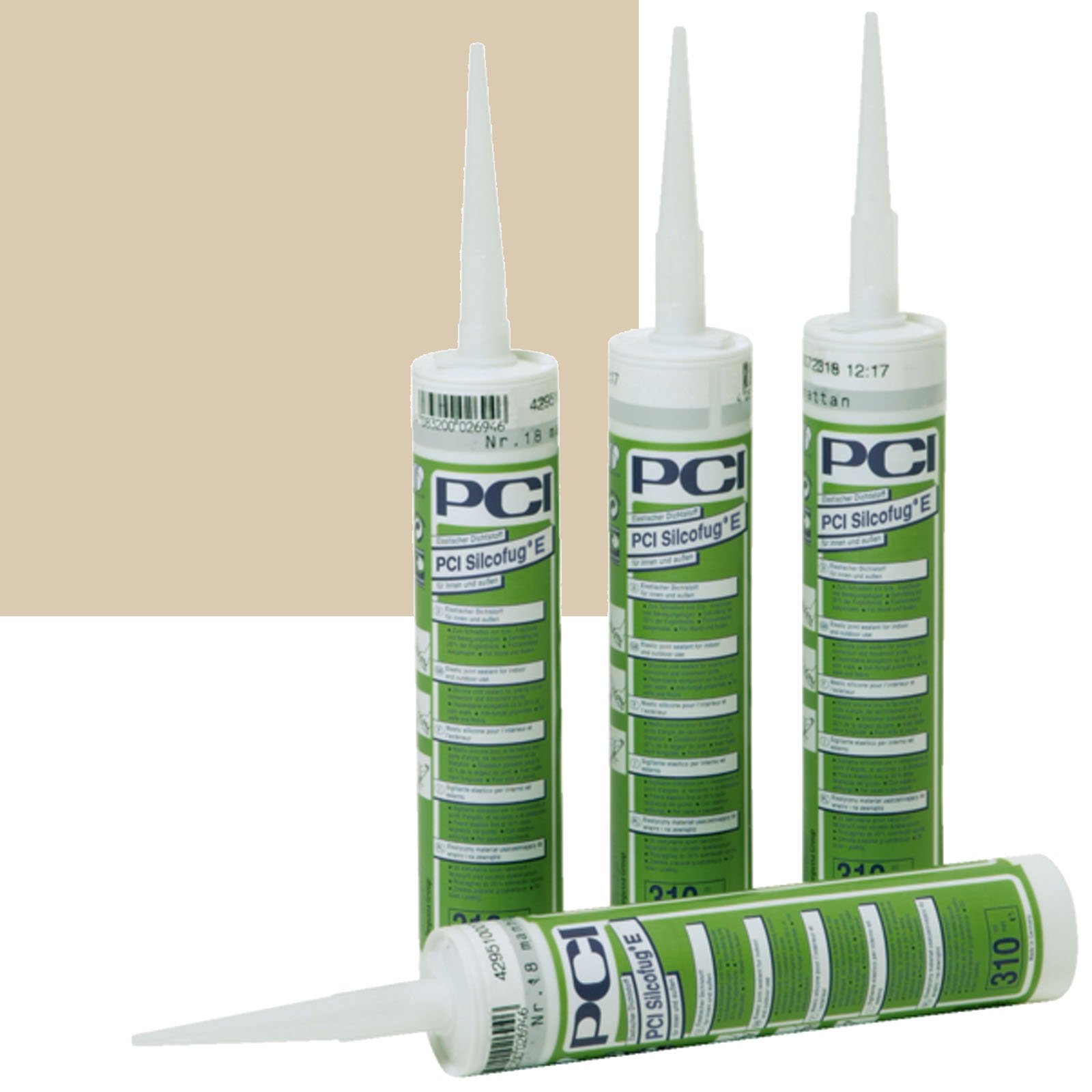 12 x PCI Silcofug E Elastischer Dichtstoff 310ml Bahamabeige