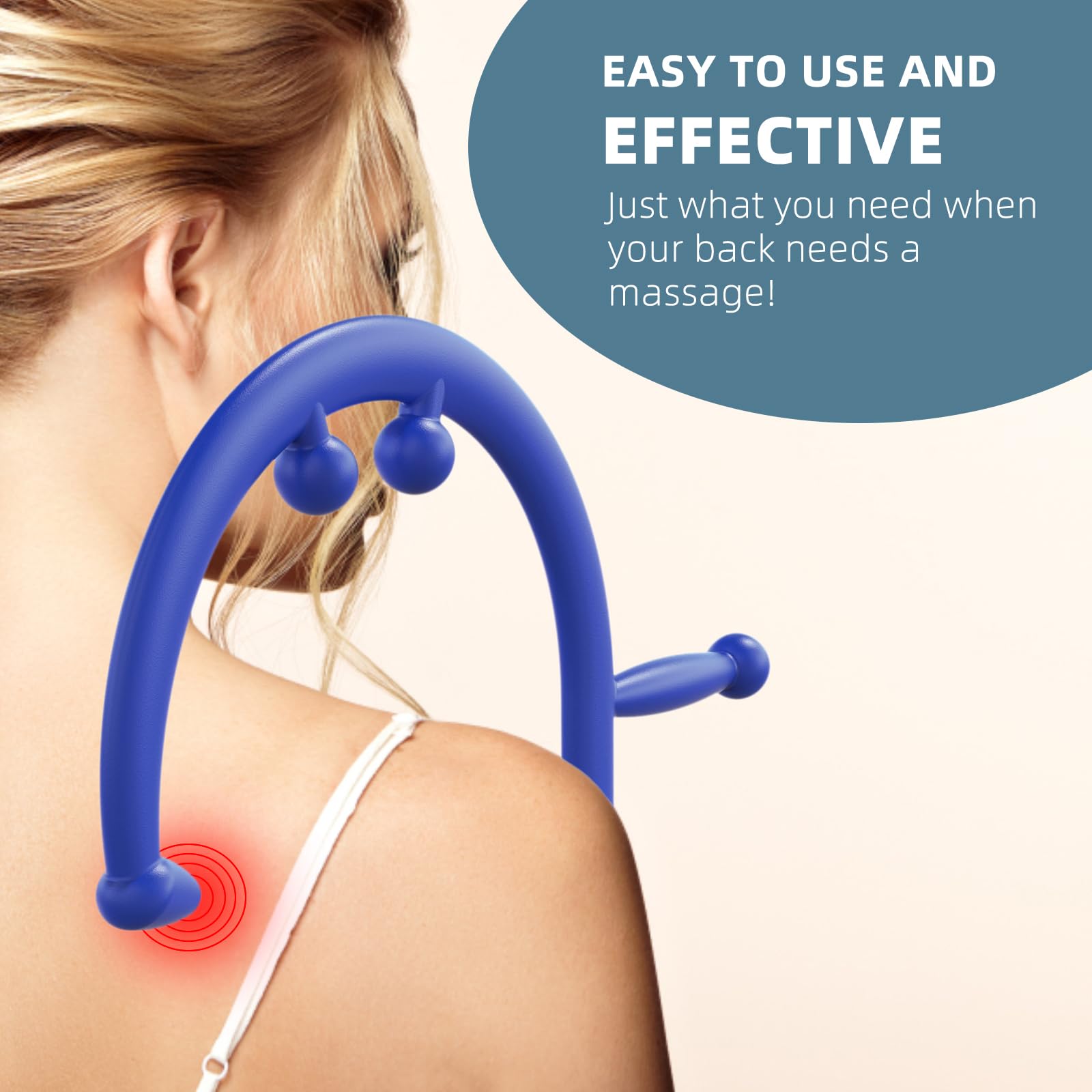 KEINE MARKE Bastón de masaje, herramienta de masaje de punto gatillo, gancho de automasaje. Para aliviar la fibromialgia del punto gatillo y liberar músculos tensos y cansados de todo el cuerpo. Azul