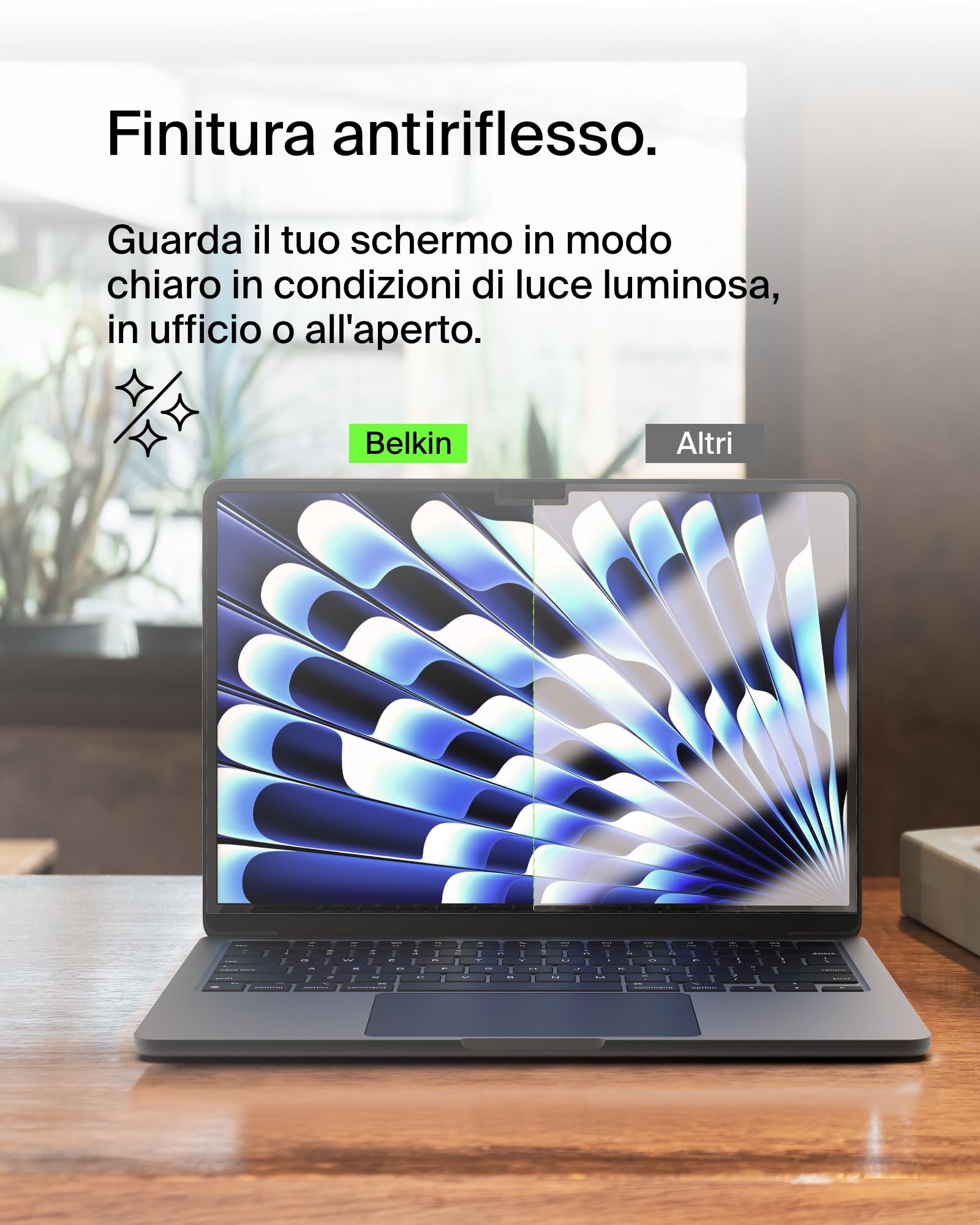 Belkin ScreenForce TruePrivacy - Pellicola protettiva per MacBook Air 15 M2, antiriflesso, durezza 2H, rimovibile e riutilizzabile, con attacco in silicone, facile applicazione a scatto e sganciamento