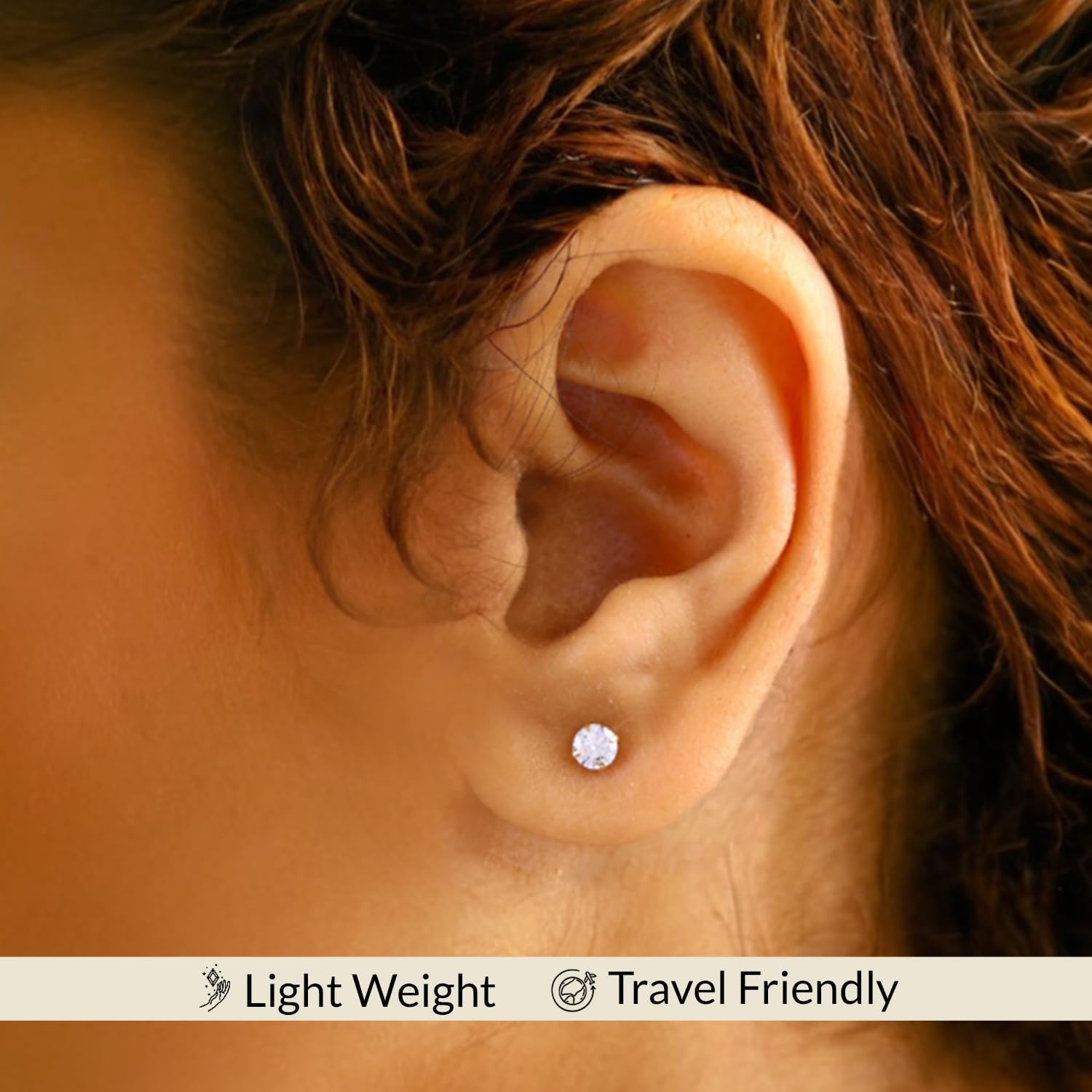 14k Gold Solitaire Round Cubic Zirconia CZ Stud Earrings for Women & Men with 14k Gold Butterfly Push Backings | 4MM-8MM with Gift Box