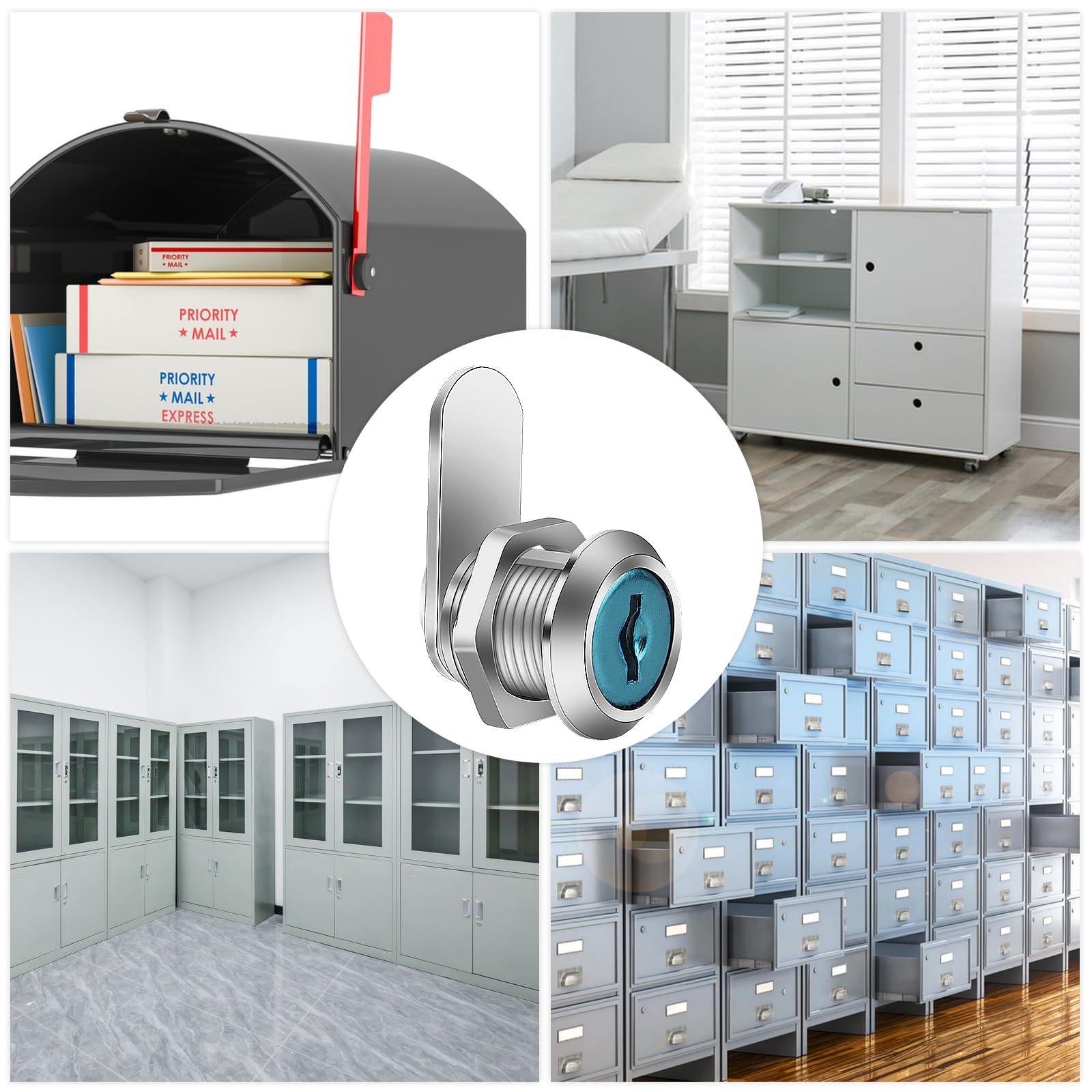 Briefkastenschlösser, 16 mm, Silber, Nockenschloss, Hebelschloss, gleichschließend, bügellos, Briefkastenschlösser für Zuhause, Büro, Fahrzeuge, Outdoor-Ausrüstung, Aufbewahrungseinheiten, 4