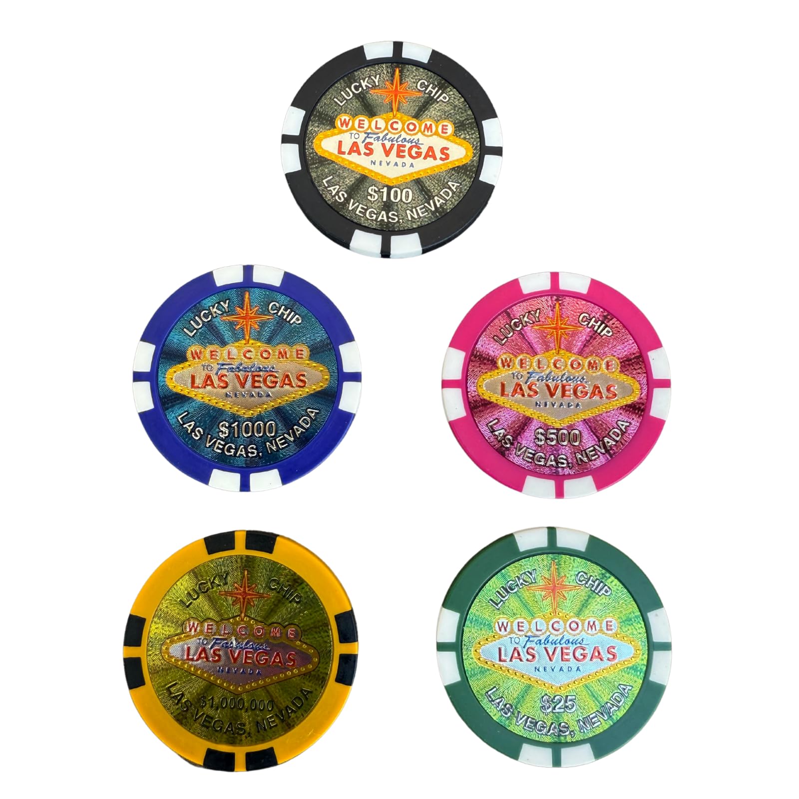 Las Vegas Poker Chip Magnets – Set of 5 Casino-Style Fridge Magnets | Poker Night Gifts, Game Room Decor, Souvenirs