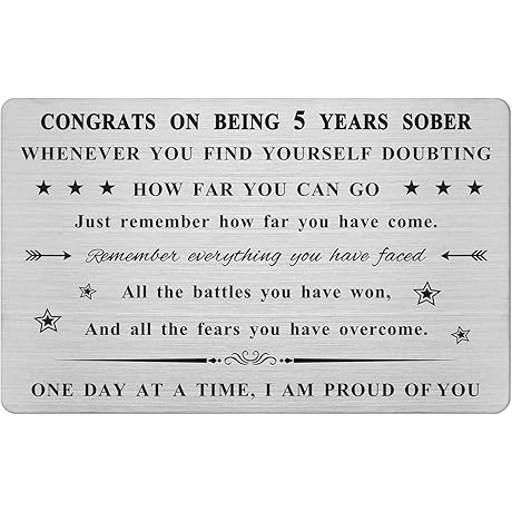 Emideary 5 Year AA Sobriety Keepsake Wallet Card