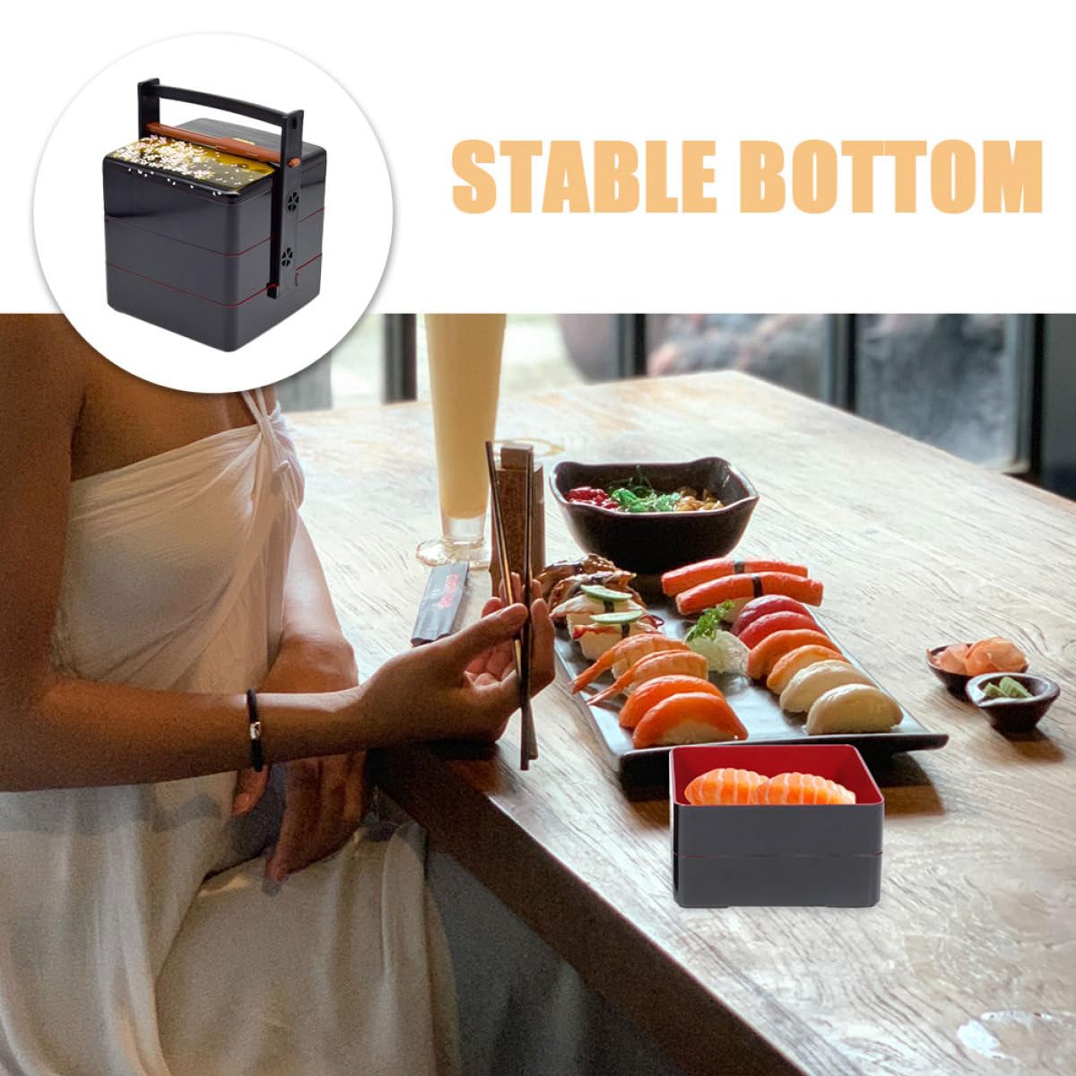 Boîte Bento Japonaise Niveaux Abs Boîte Lunch Sushi Élégante et Pratique Conteneur Alimentaire Sécurisé pour Pique- et Transport de Repas