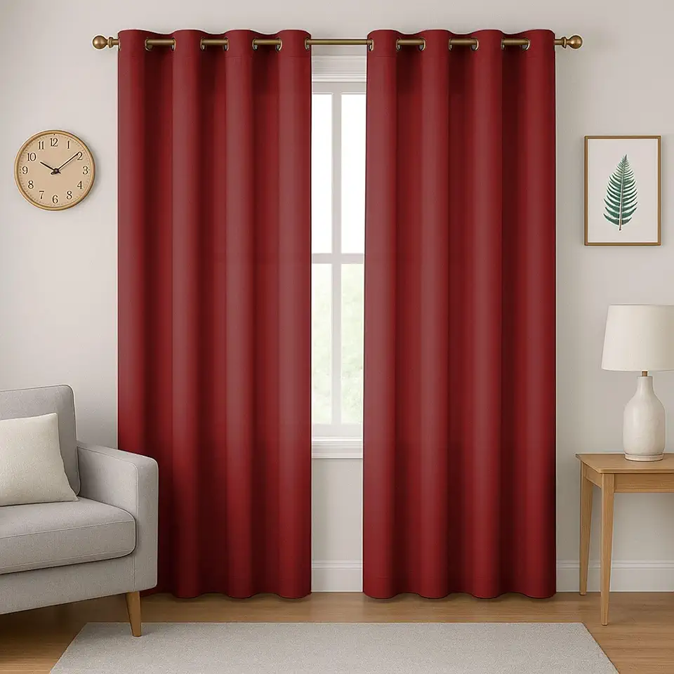 Cortina Tecido Oxford Sala Quarto Janela 3,00 X 1,80m Altura (BORDO)