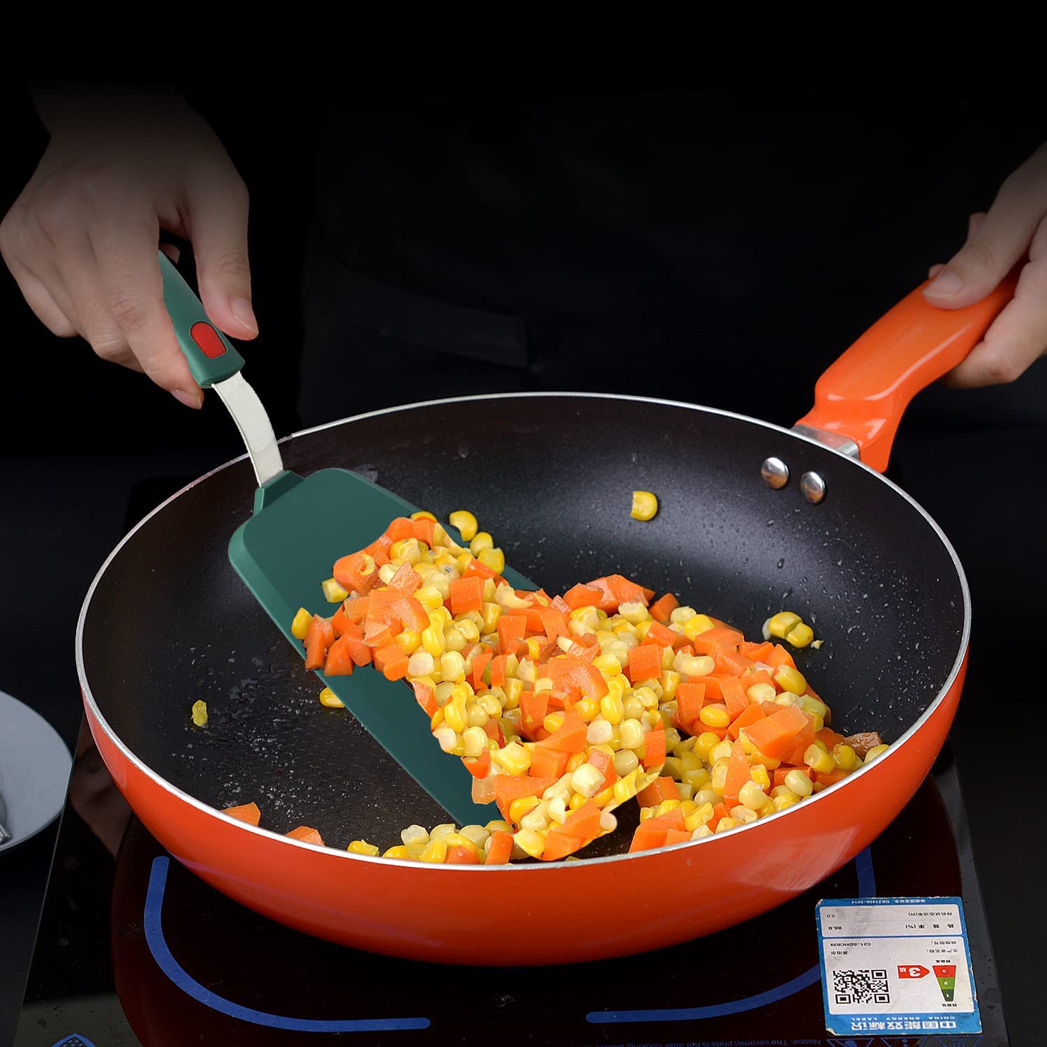 Silikon-Pfannenwender, Set mit 2 Stück, für antihaftbeschichtetes Kochgeschirr, Tenta Tenta, Küchenspatel, runder Pfannkuchen-Spatel, Silikon, 315 °C, klassisches Gummi-Spatel-Set zum Kochen, grau