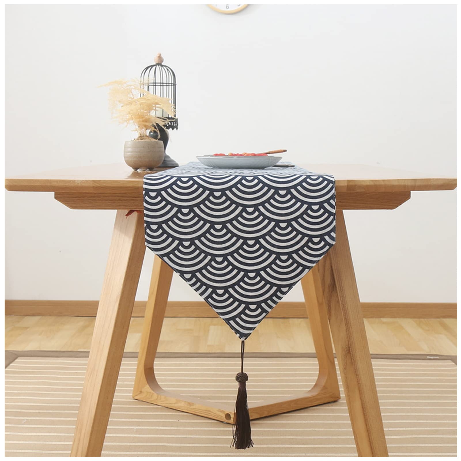 Runner da tavola in stile rustico con nappe per cene, matrimoni, feste, vacanze, 33 x 180 cm, decorazione per la tavola della casa, elegante e versatile