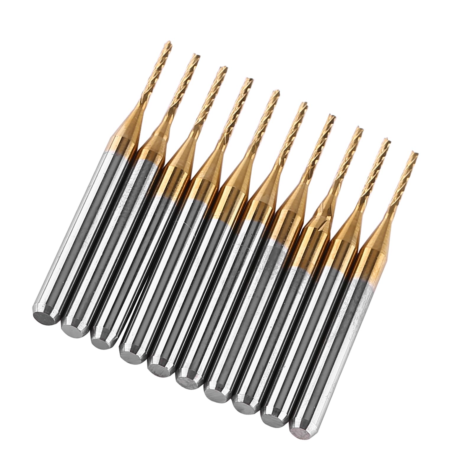 10 Pièces Fraise en Bout 3.175mm X 1mm Revêtement en Titane Fraise en Bout de Carbure de Tungstène Mèches de Gravure Fraise pour Circuits Imprimés, Métal, Plastiques