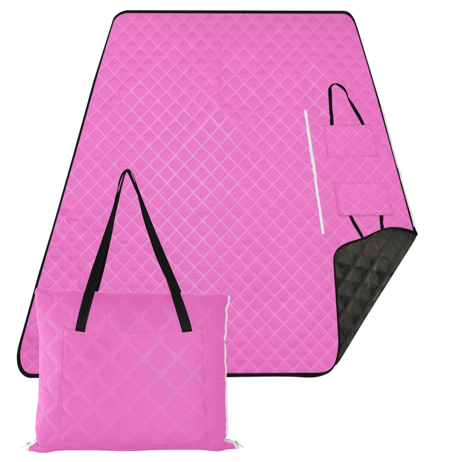 ODAWA Rose Pink Portable Picnic Blanket Sand-Free Outdoor Rug Outdoor Mat for Camping, Park, Travel, Grass, 80"x 118"