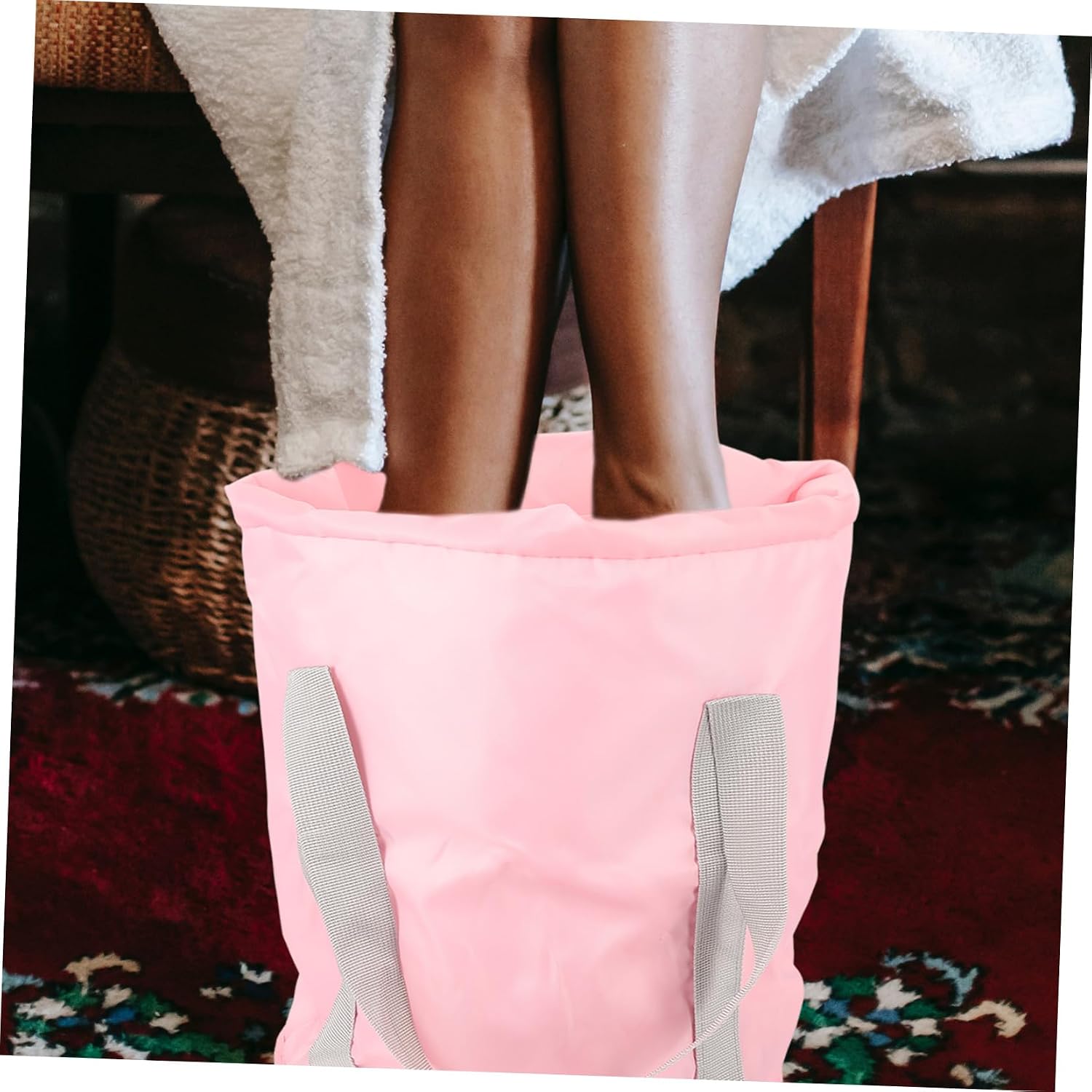 Foot Soaker Tub Camping Water Container Oxford Cloth Wash Bucket Handle for Soaking Cleaning