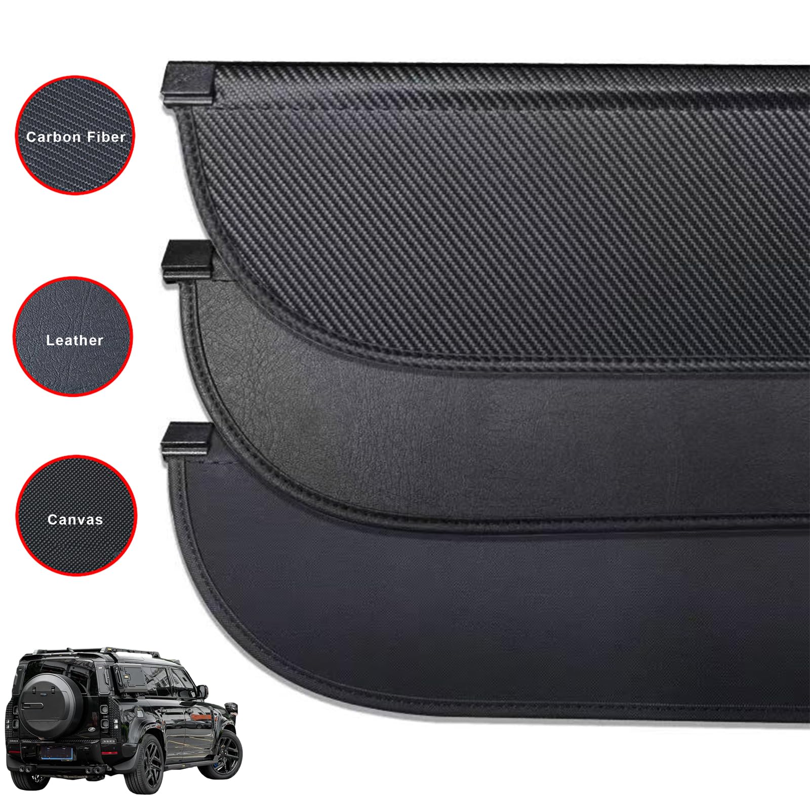 Compatibile con Land Rover Defender 110 2020-2025 - Copertura retrattile per bagagliaio auto, copertura posteriore per bagagli, protezione di sicurezza, ombra, organizer per bagagliaio, coperture per
