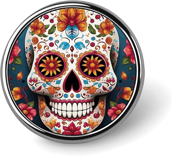 Colorful Sugar Skull Lapel Pin for Men Women Fashion Brooch Pin Cute Enamel Backpacks Metal Pinback for Hats, Shirts, Bags, Jackets & Accessories (1 Inch Round Button Pins)