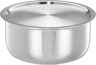 Amazon Brand - Solimo Triply Tope with Stainless Steel Lid | 24cm | 5 L | Gas &amp; Induction Compatible | Silver
