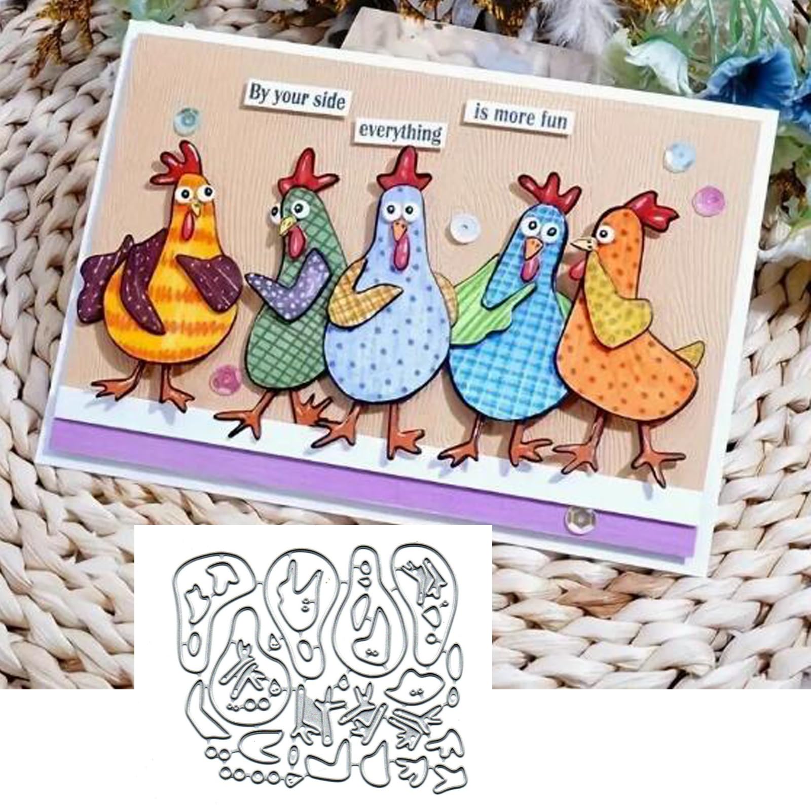 Merry Christmas Tree Metal Die Cuts,Christmas Farm Chicken Cutting Dies Cut Stencils for DIY Scrapbooking Album Decorative Embossing Paper Dies for Card Making