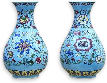 Set of Two Handmade Chinese Blue and White Porcelain Wall Vases