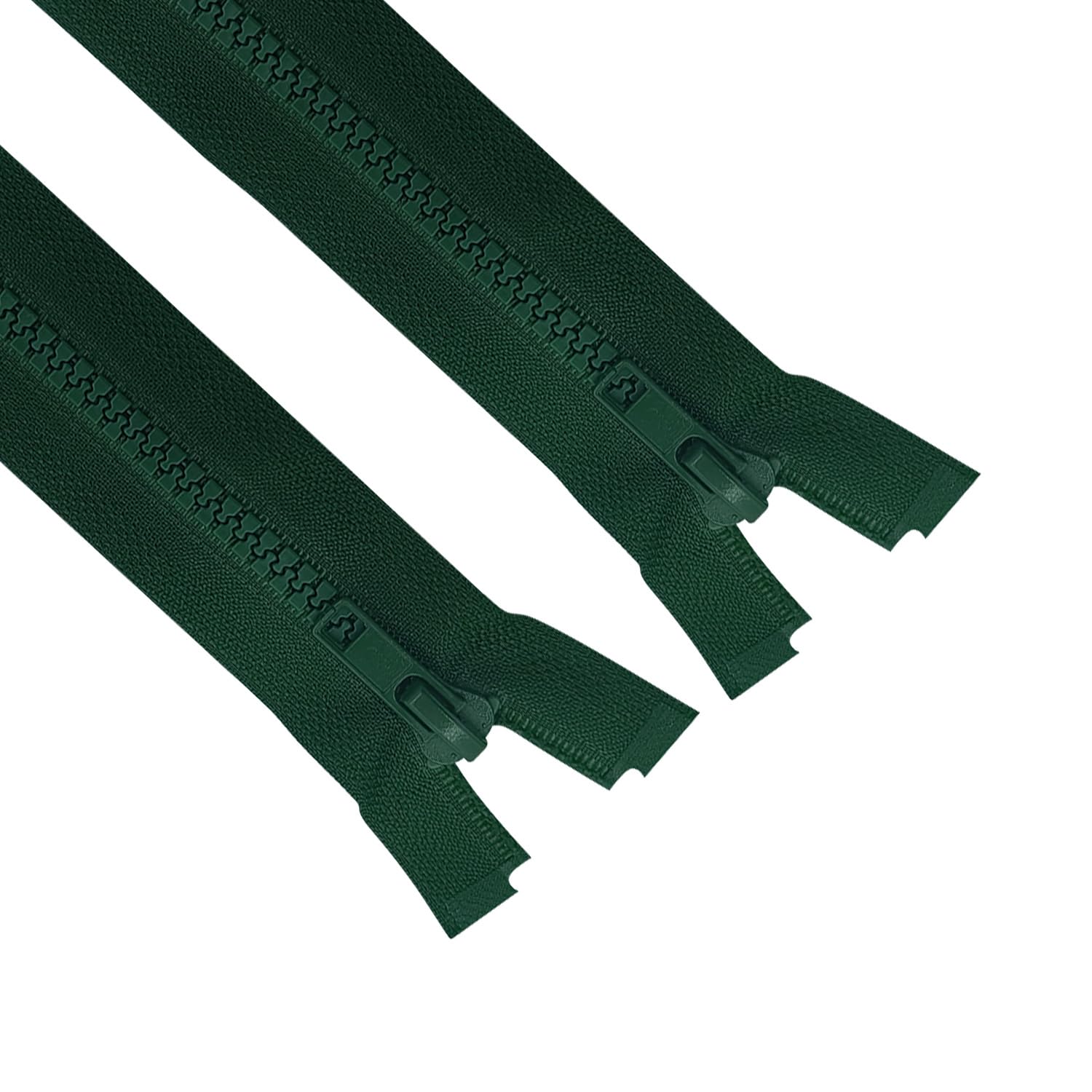 ANPURZII 2PCS #5 60 Inch Rich Green Separating Jacket Zippers for Sewing Coats, Molded Plastic Bulk Zippers(RichGreen 60" 2PCS)