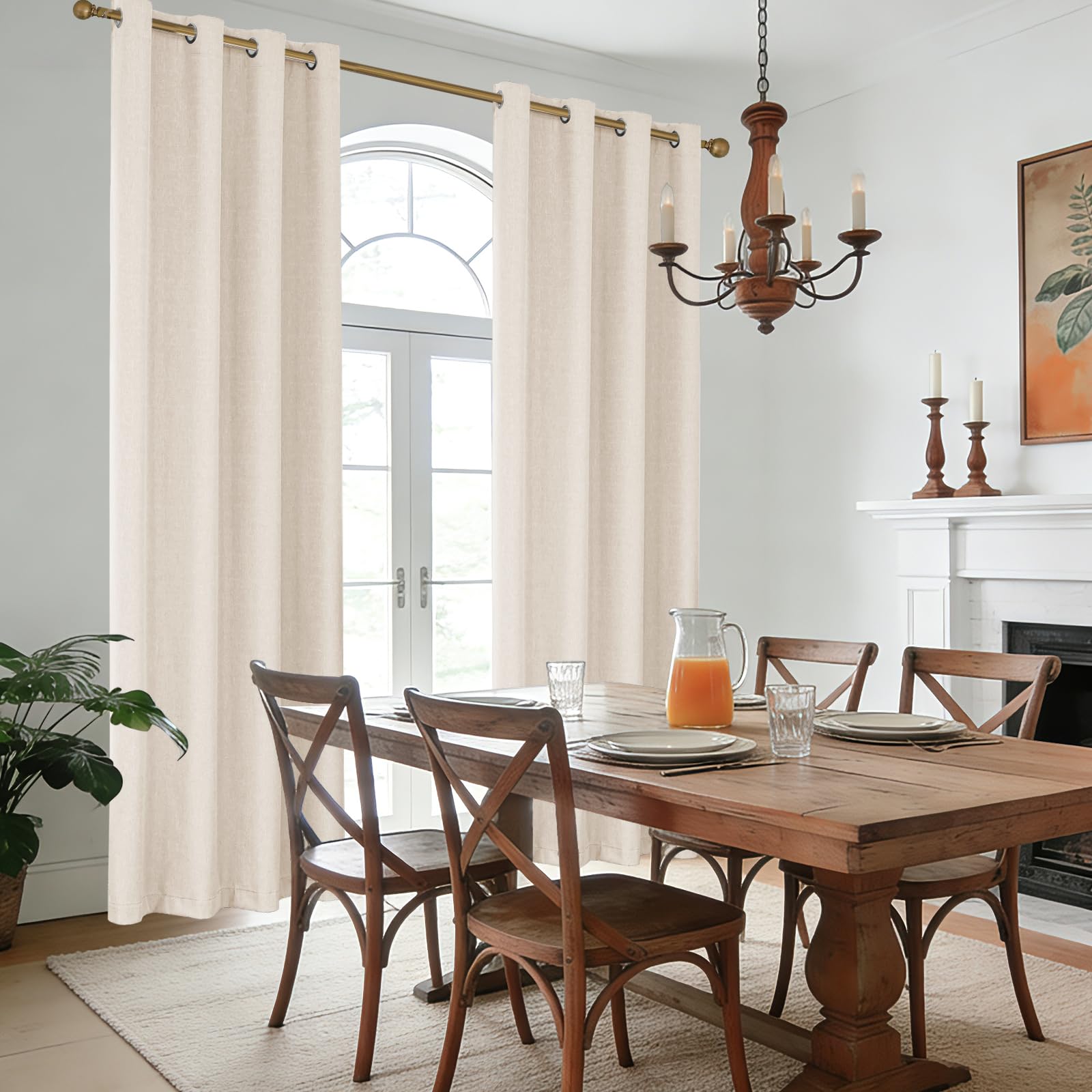 Ystyle Tende Oscuranti 100% Effetto Lino 2 Pezzi, 140x300cm, Tenda Oscurante da Interno con Occhielli, Tende per Interni Moderne per Camera da Letto e Soggiorno, Beige