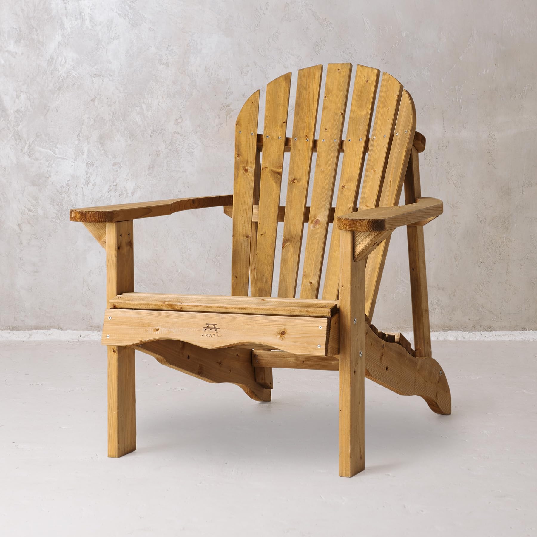 Amata UNGURS Collection Adirondack Chaise Simple en Bois résistante aux intempéries pour Patio, arrière-Cour et Jardin – Ergonomique et Durable – Design Intemporel (Marron)