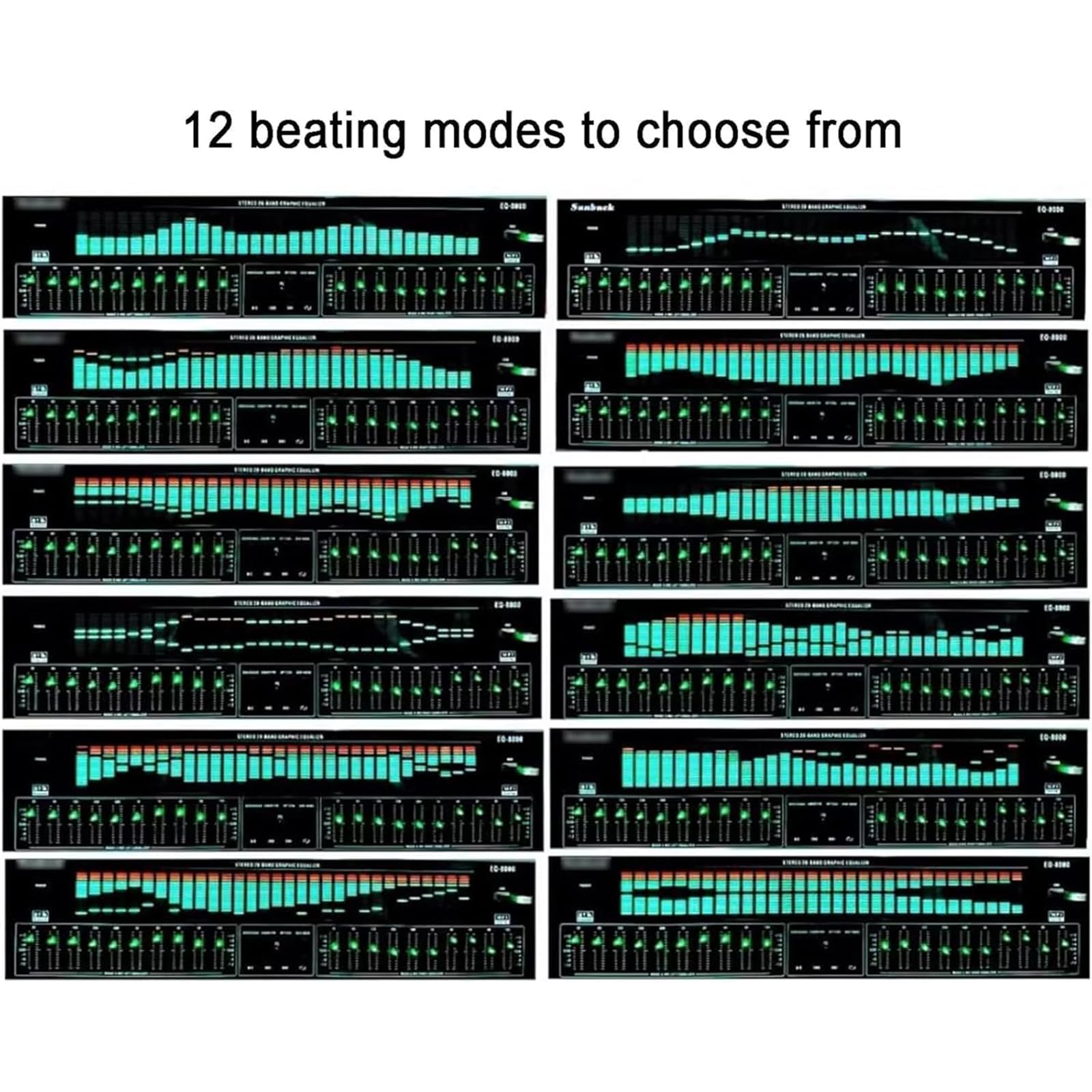 Ecualizador gráfico profesional de 2 canales, ecualizador digital de 31 bandas con pantalla de luz LED, reproducción de disco Bluetooth/U, 12 patrones de ritmo para estudio de grabación