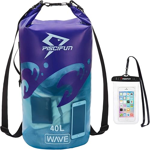 Piscifun - Bolsa impermeable con funda para teléfono para mujeres y hombres, bolsa seca transparente 0.431246.58.7 galones, ligera mochila seca para