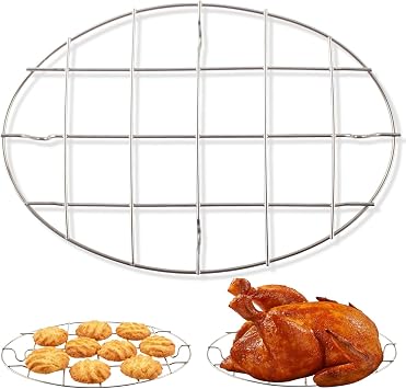 TamBee 9.8 Inch Oval Cookie Cooling Rack, 304 Stainless Steel Thickened Cooling Rack, 0.8 Inch Height Heavy Duty Cookware for Baking, Cooking & Food Cooling, 1 Piece