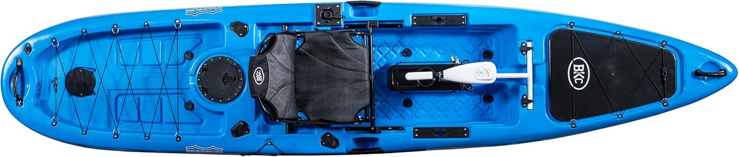 BKC PK13 Solo Sit-On-Top Fishing Kayak with Trolling Motor (Blue)