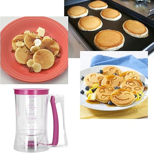 Miniatura 2 de Dispensador de masa, dispensador de panqueques, mango de apertura ancha para hornear para cocina y gofres