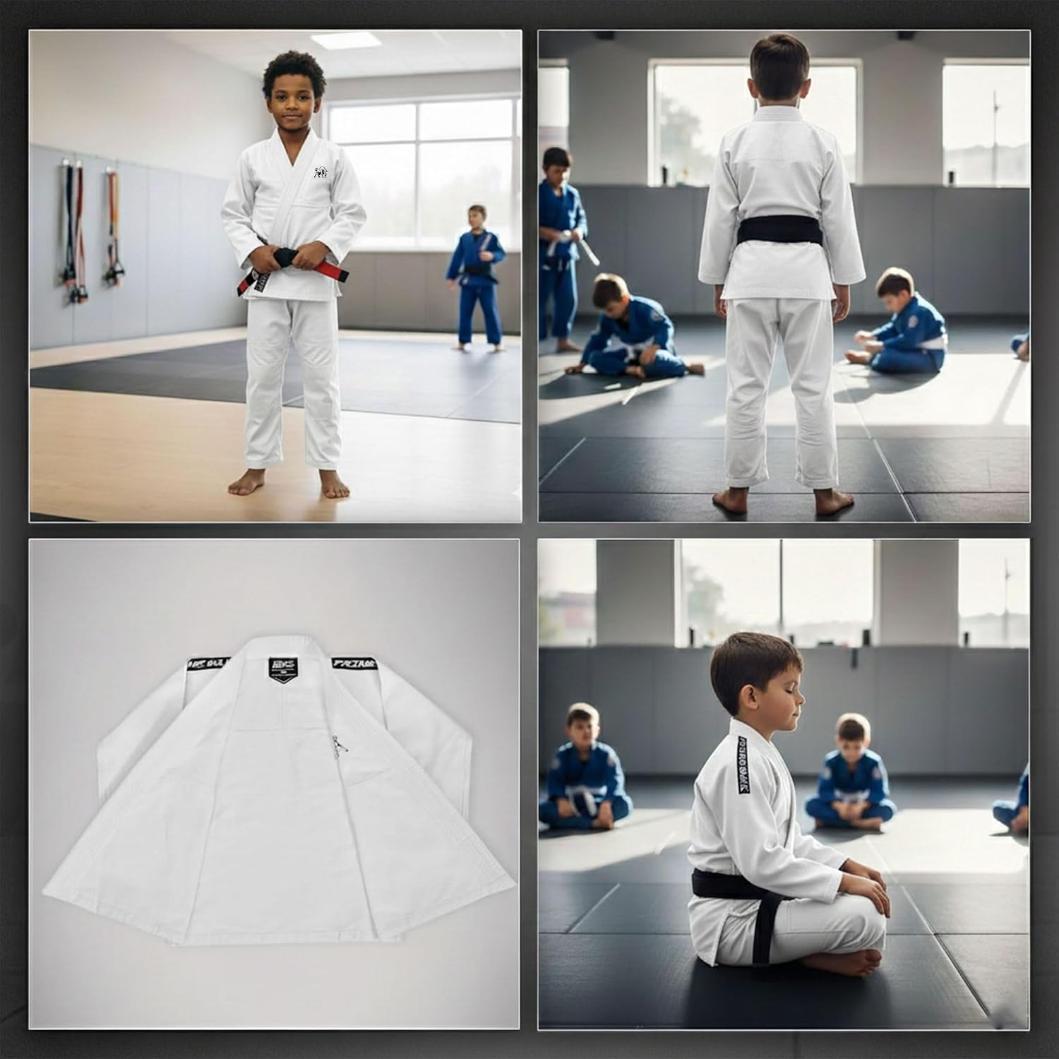 Kids Brazilian Jiu Jitsu Gi For Kids BJJ Gi Youth Grappling Kimonos Preshrunk Lightweight Martial Arts Uniform.