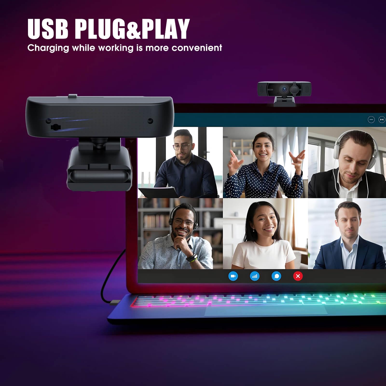 Cámara web 4K para PC y laptop, ultra HD 4K, enfoque automático IA, compatible con DZoom y ePTZ, micrófonos integrados con cancelación de ruido y cubierta de privacidad deslizante para