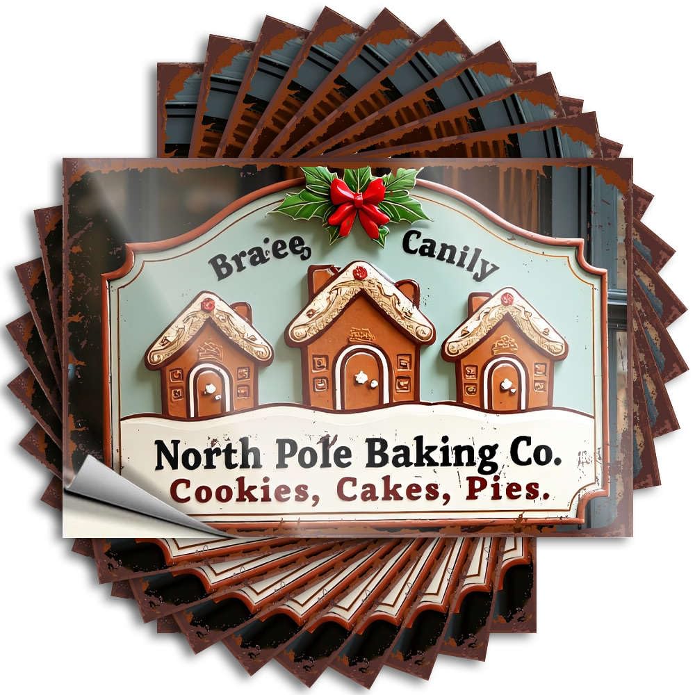 Sweet Decals Water | North Pole Baking Co. Specializes in Cookies, Cakes, and Pies. Cool Outdoor Sticker Pack(12X18CM)