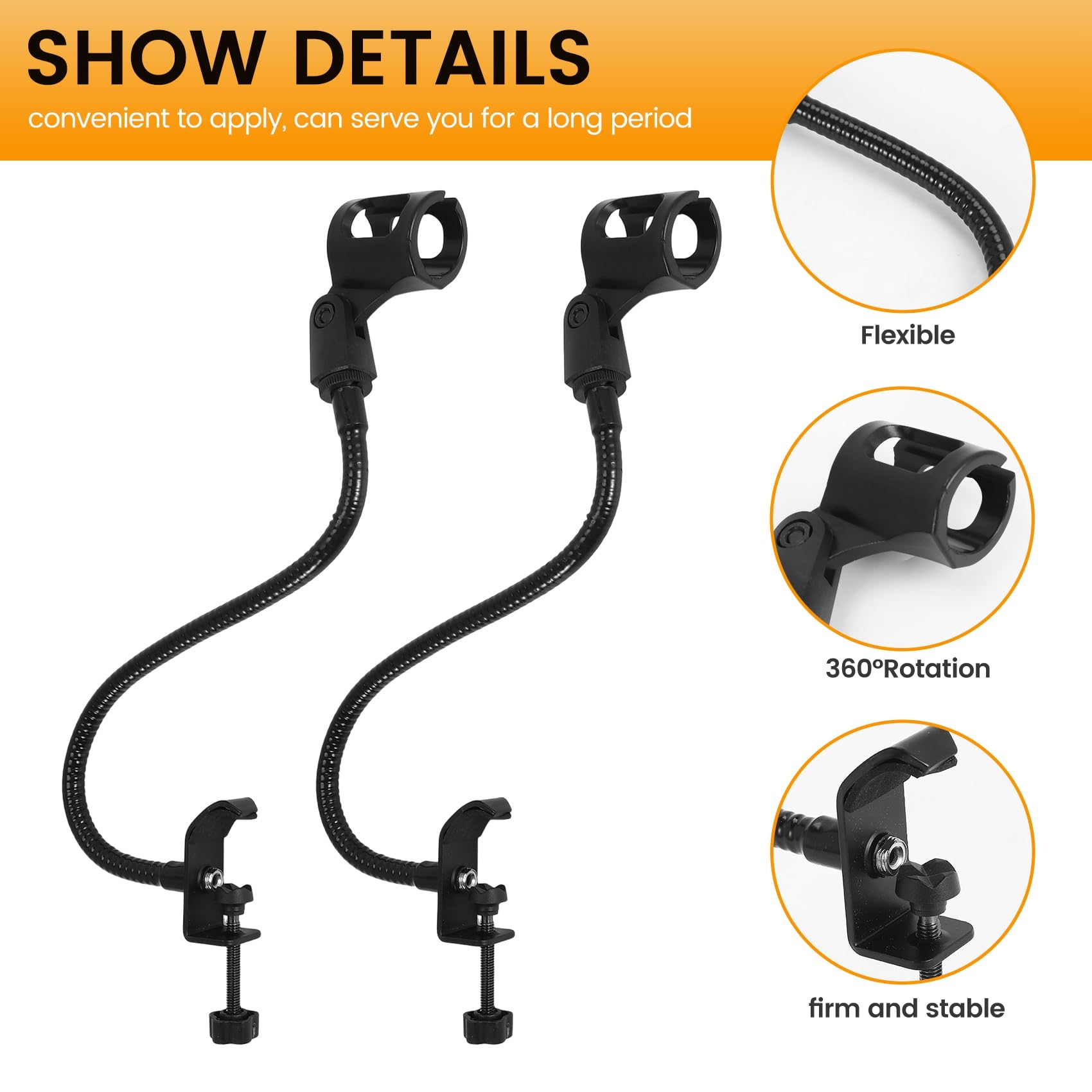 Soporte Ajustable para MicróFono 2 Piezas Soportes de Escritorio de Cuello de Cisne Flexible Abrazadera de Escritorio Equipo de GrabacióN para Conferencias de Reuniones