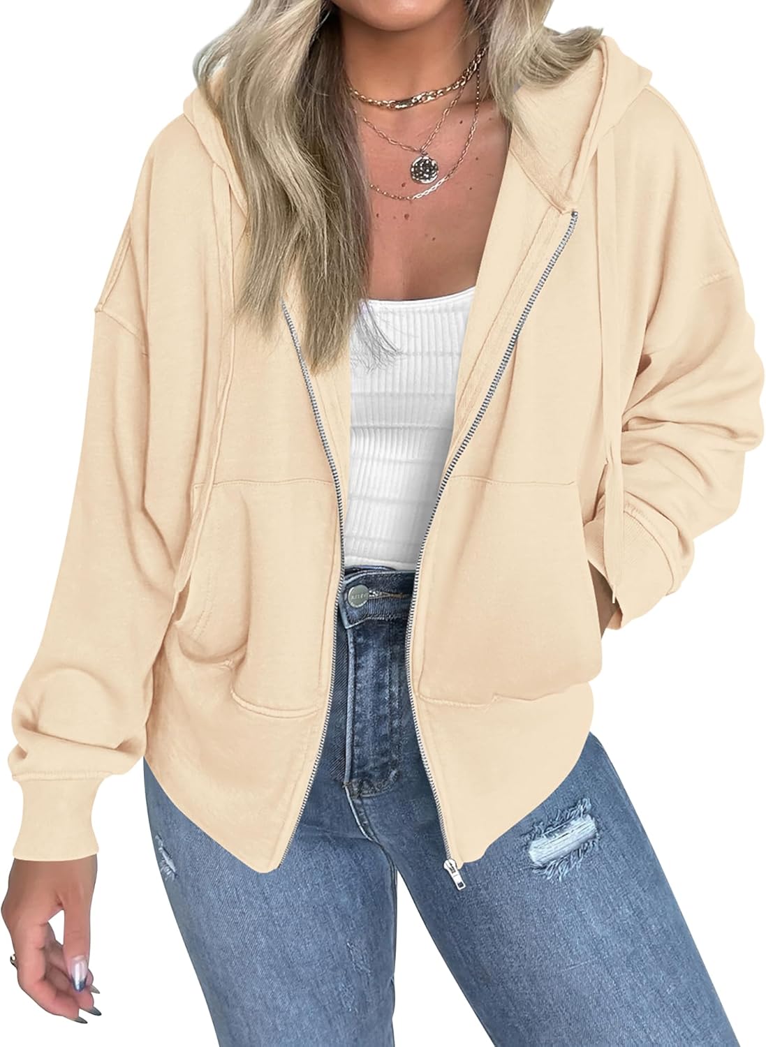 BTFBM Women Zip Up Hoodie with Fleece Lining