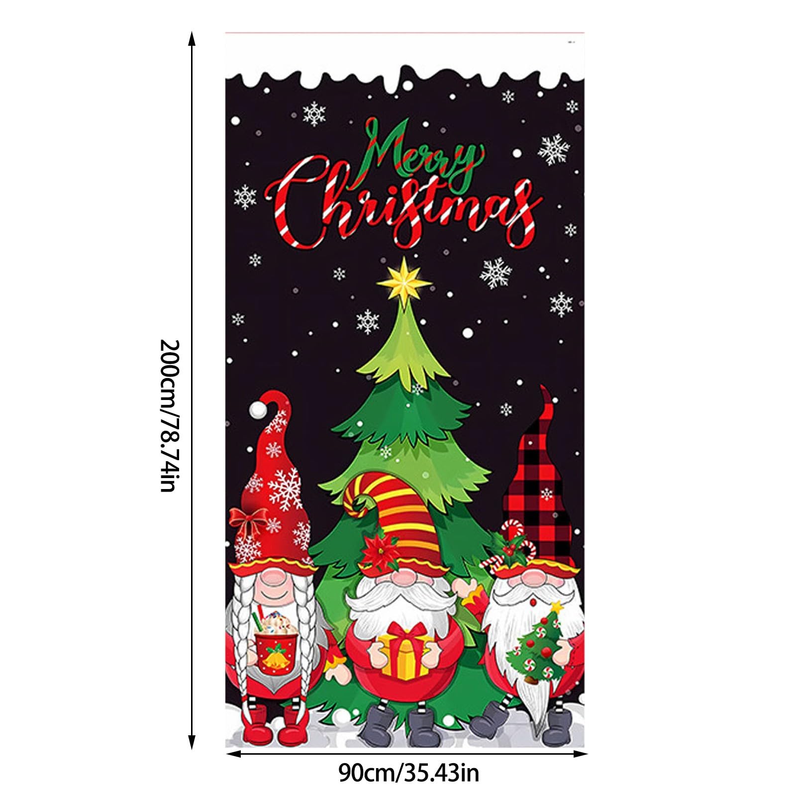 2 Bannières De Noël Pour Porte – Décoration Festive Extérieure/Intérieure 90x185cm – Motifs Rouge Et Vert – Livrée Avec Corde