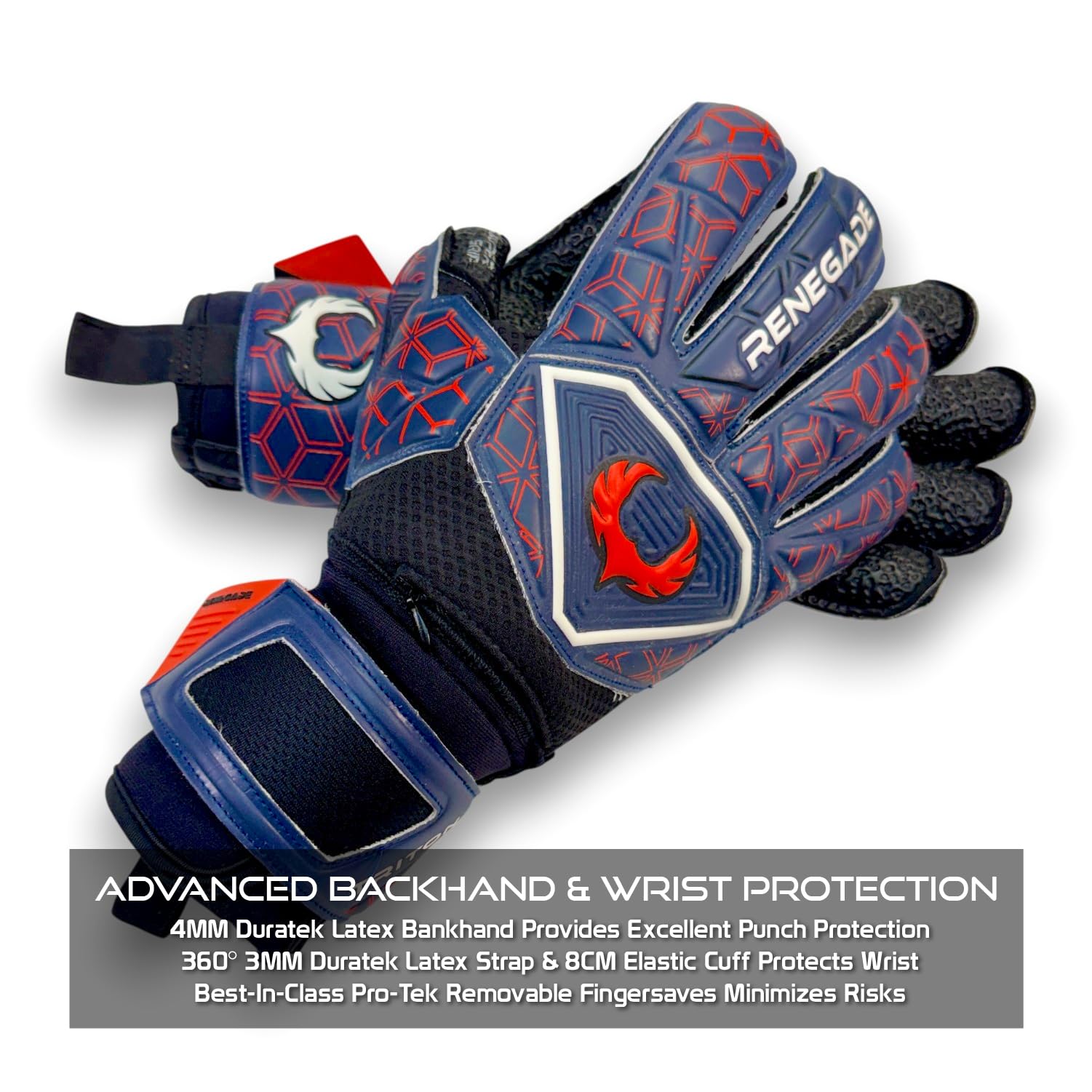 Renegade GK Triton Guantes De Porteros con Microbe-Guard (Talla 5-11, 3 Estilos) Pro Protección De Dedos| 3.5+3mm Super Grip |para Terreno Duro | Último Agarre, Protección Y Comodidad | Adulto, Niños