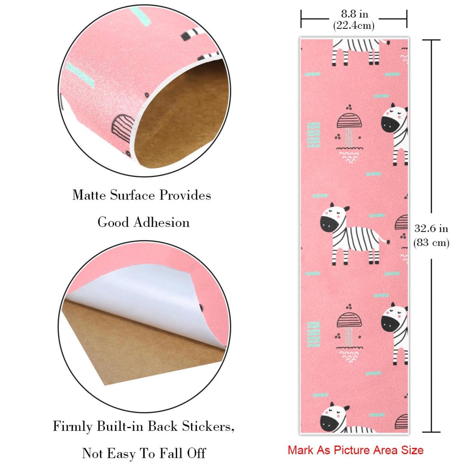 Lot de 2 feuilles de papier abrasif pour skateboard Motif zèbre Rose