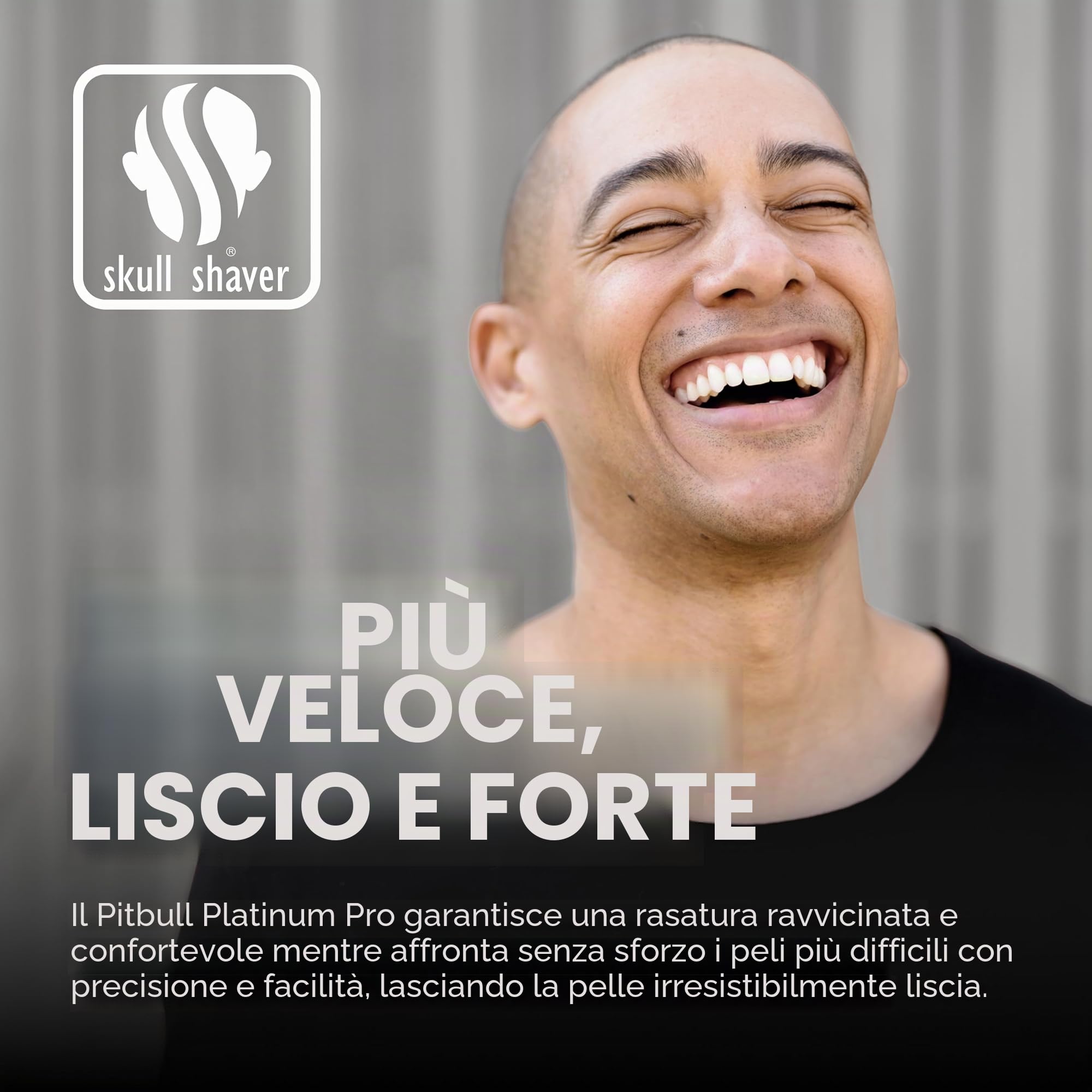 Skull Shaver Pitbull Platinum Pro – rasoio elettrico per testa e viso – senza fili, ricaricabile, uso su pelle bagnata o asciutta, manico ergonomico – con supporto risciacquo e custodia da viaggio
