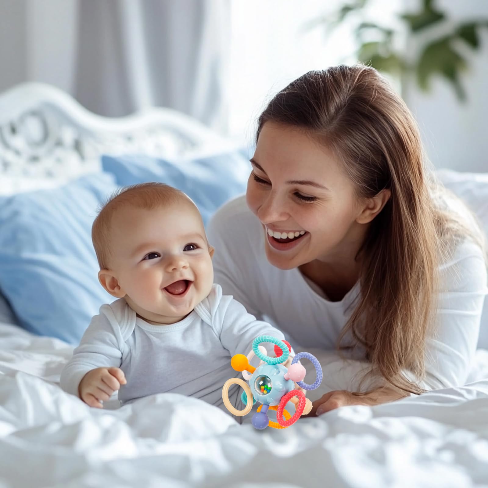 Juguetes de dentición para bebés de 0 a 6 a 12 meses, mordedor de silicona de grado alimenticio sin BPA, juguetes sensoriales para masticar, regalos para bebés recién nacidos, niños y niñas de 7
