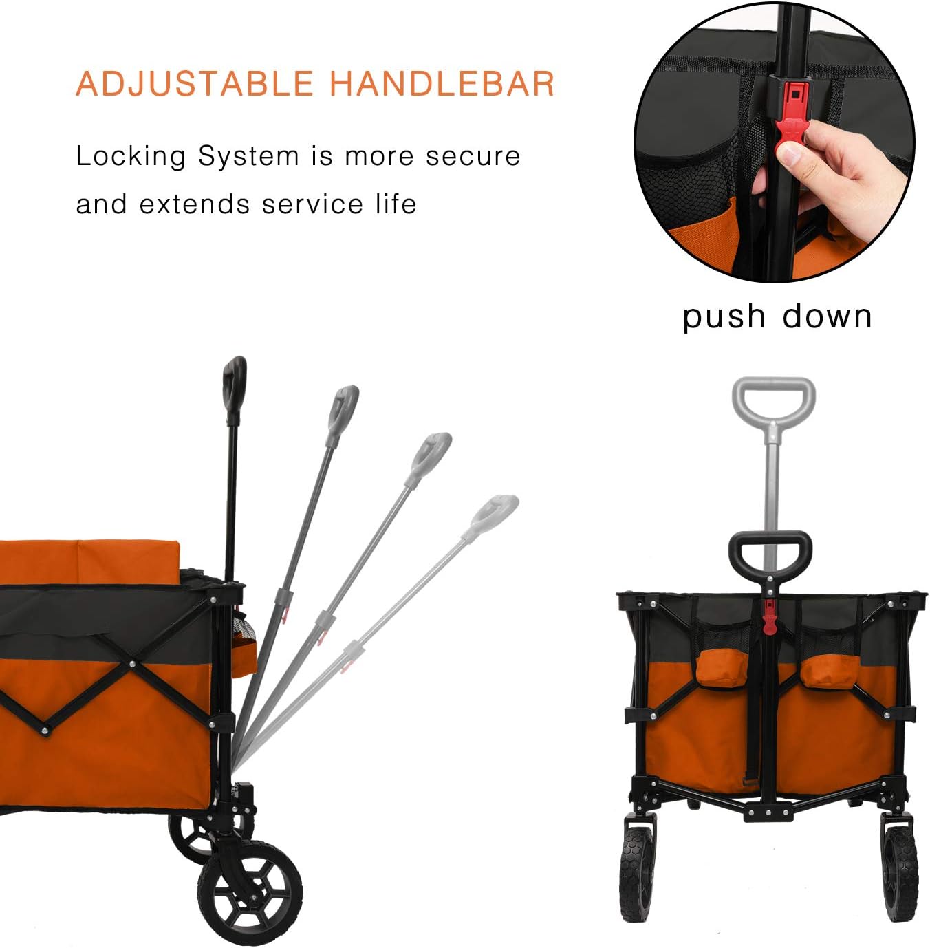 Moon Lence Collapsible Outdoor Utility Wagon Heavy Duty Folding Garden Portable Hand Cart with Universal Wheels, Adjustable Handle & Drink Holders : Patio, Lawn & Garden