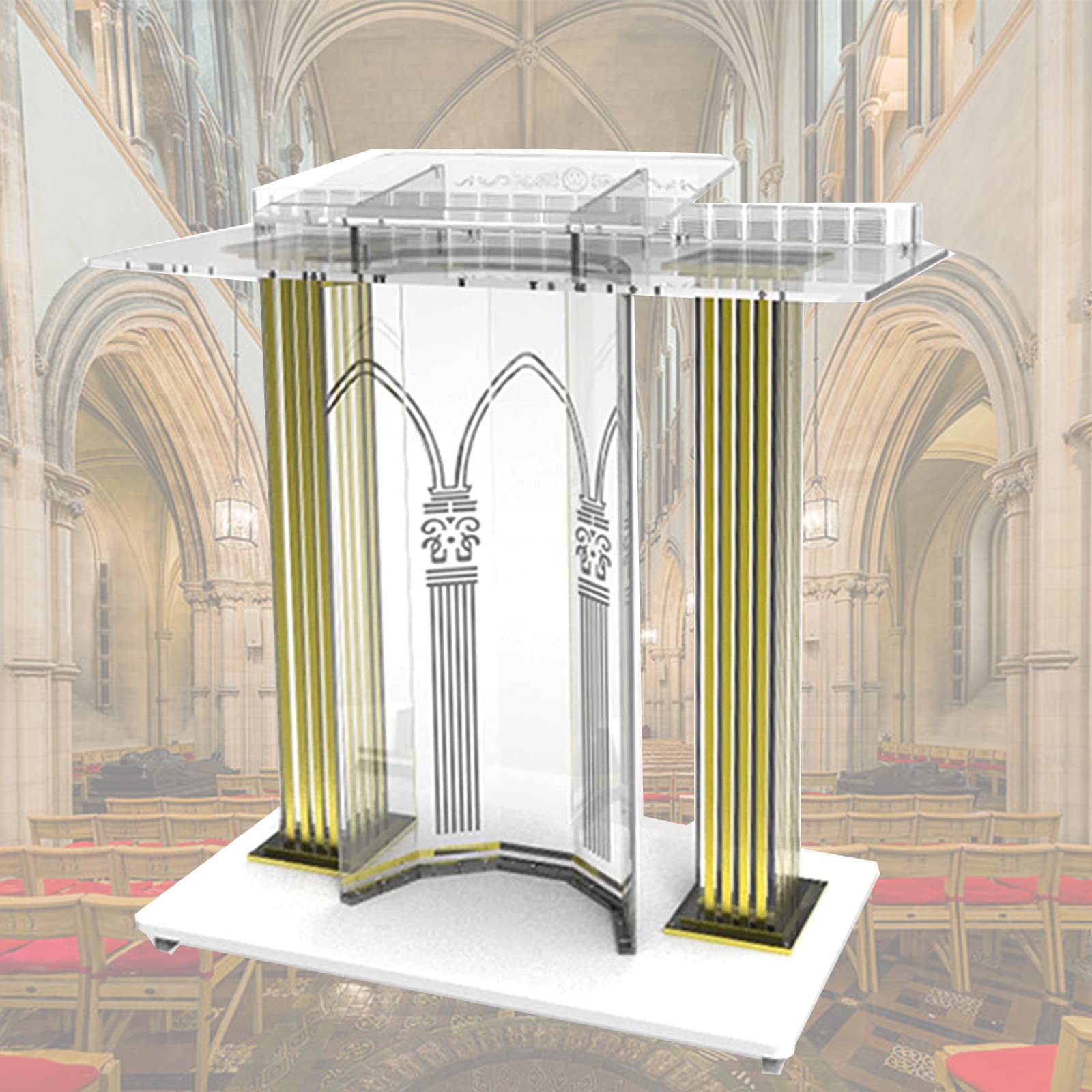 YANGH Pulpits for Churches Acrylic Pulpits Podium Lectern Conference Clear Podium Lectern Pulpits for Churches Office Transparent Slanted Lecterns Podiums Recital Speech & Presentation