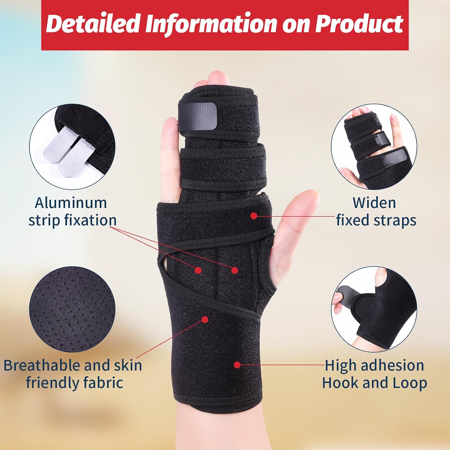 lefeke Trigger Finger Splint, 3 Fingers Brace for Index, Middle, Ring or Little Finger, Adjustable Hand Splint for Broken Fingers, Finger straightener for Arthritis Contractures(Right)