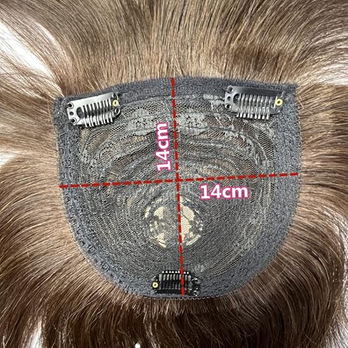 Anemone Jewelry Human Hair Topper For Women 14X14 Cm Clip In Hairpieces With Doll Bangs Hair O Part Invisible Scalp Straight Wiglets For Mild Hair Loss (14 Inch, Black) #TOP2