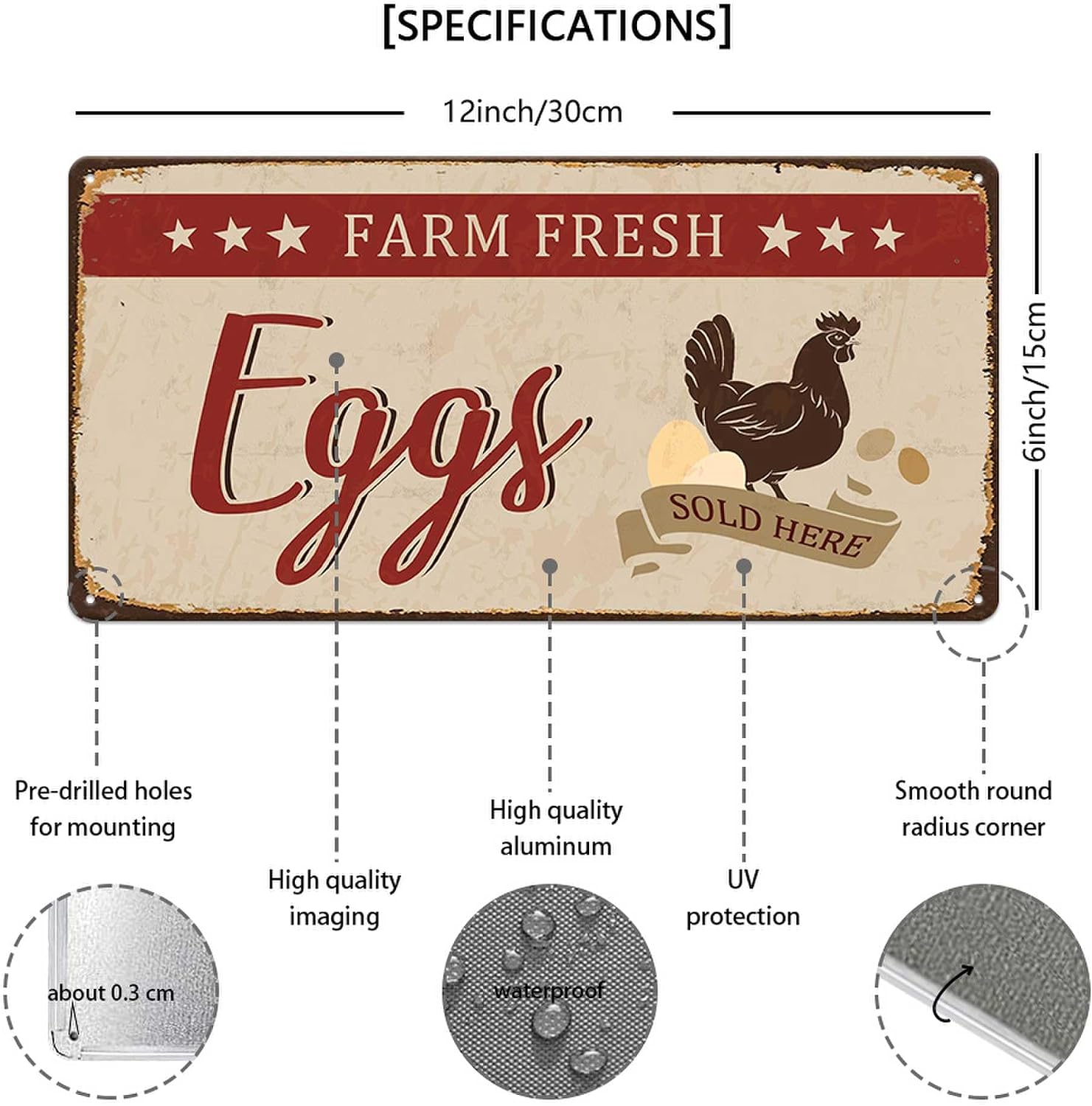 Farm Fresh Eggs Sold Here Metal Sign Funny Personalized Chicken Tin Signs For Coop Hen House Outdoor Rustic Decoration Vintage Hanging Plaque Garden Yard Fence Home Decor 6X12 Inch image 2